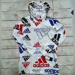 NEW Adidas Logo Hooded LS Tee